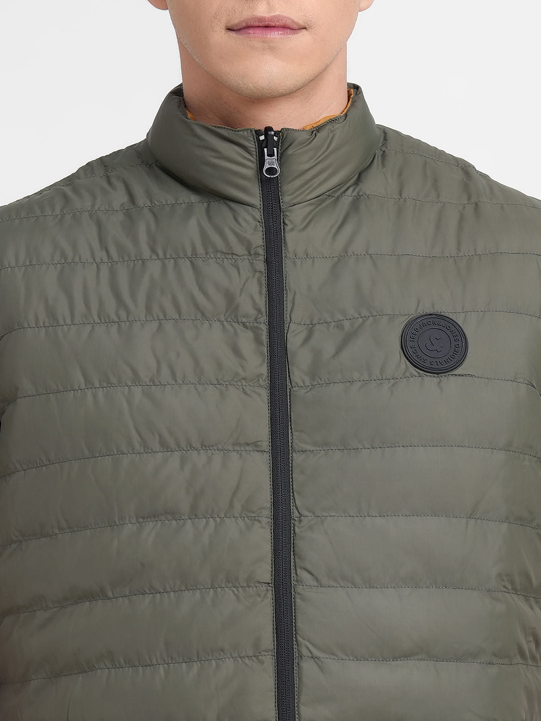 Green High Neck Puffer Vest