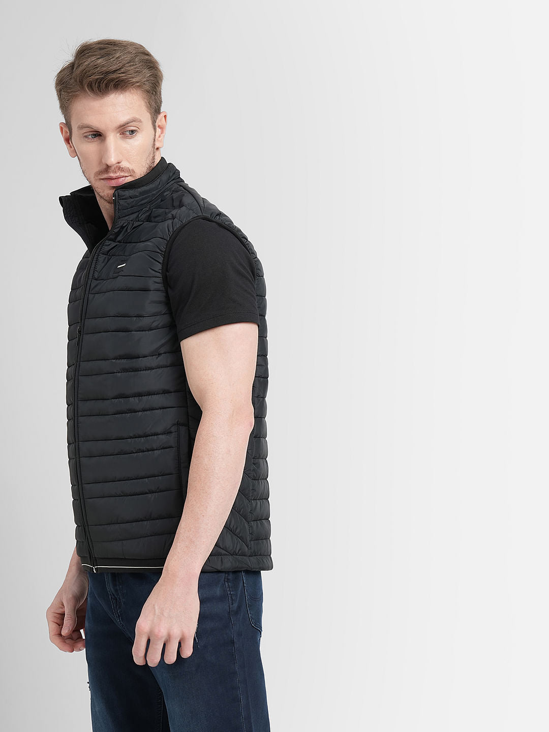 Black Zip-Up Body Warmer Vest