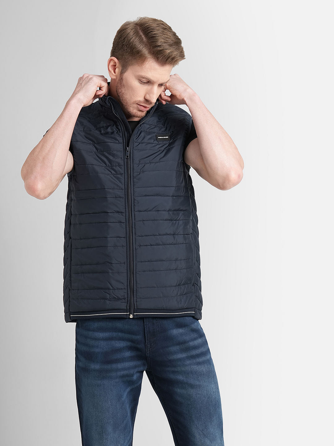 Navy Blue Zip-Up Body Warmer Vest