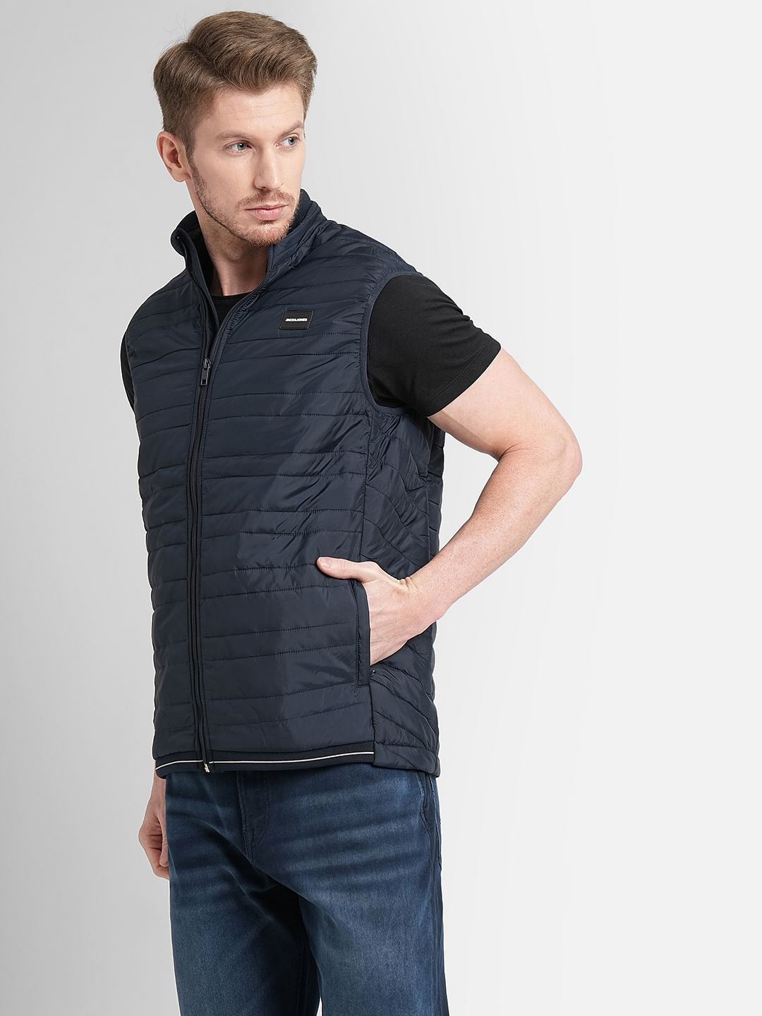Navy Blue Zip-Up Body Warmer Vest