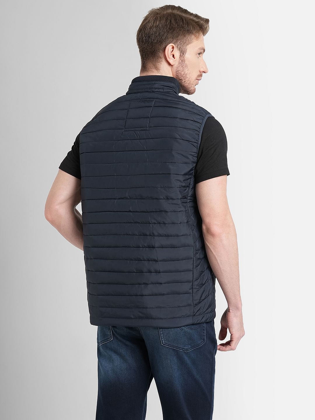 Navy Blue Zip-Up Body Warmer Vest