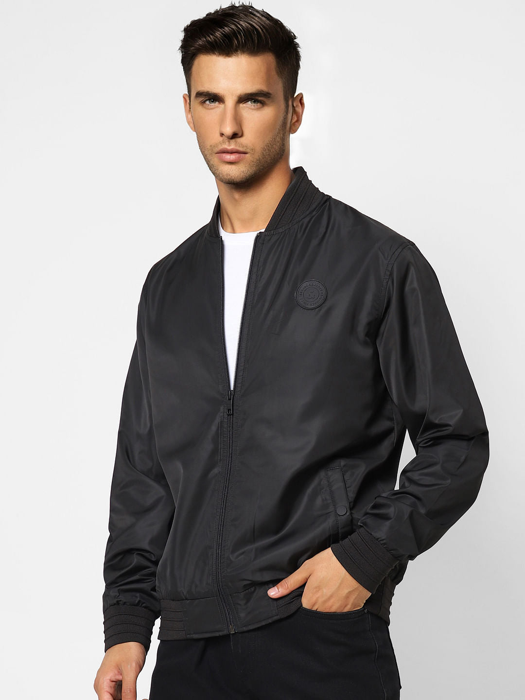 Black Zip-Up Casual Jacket