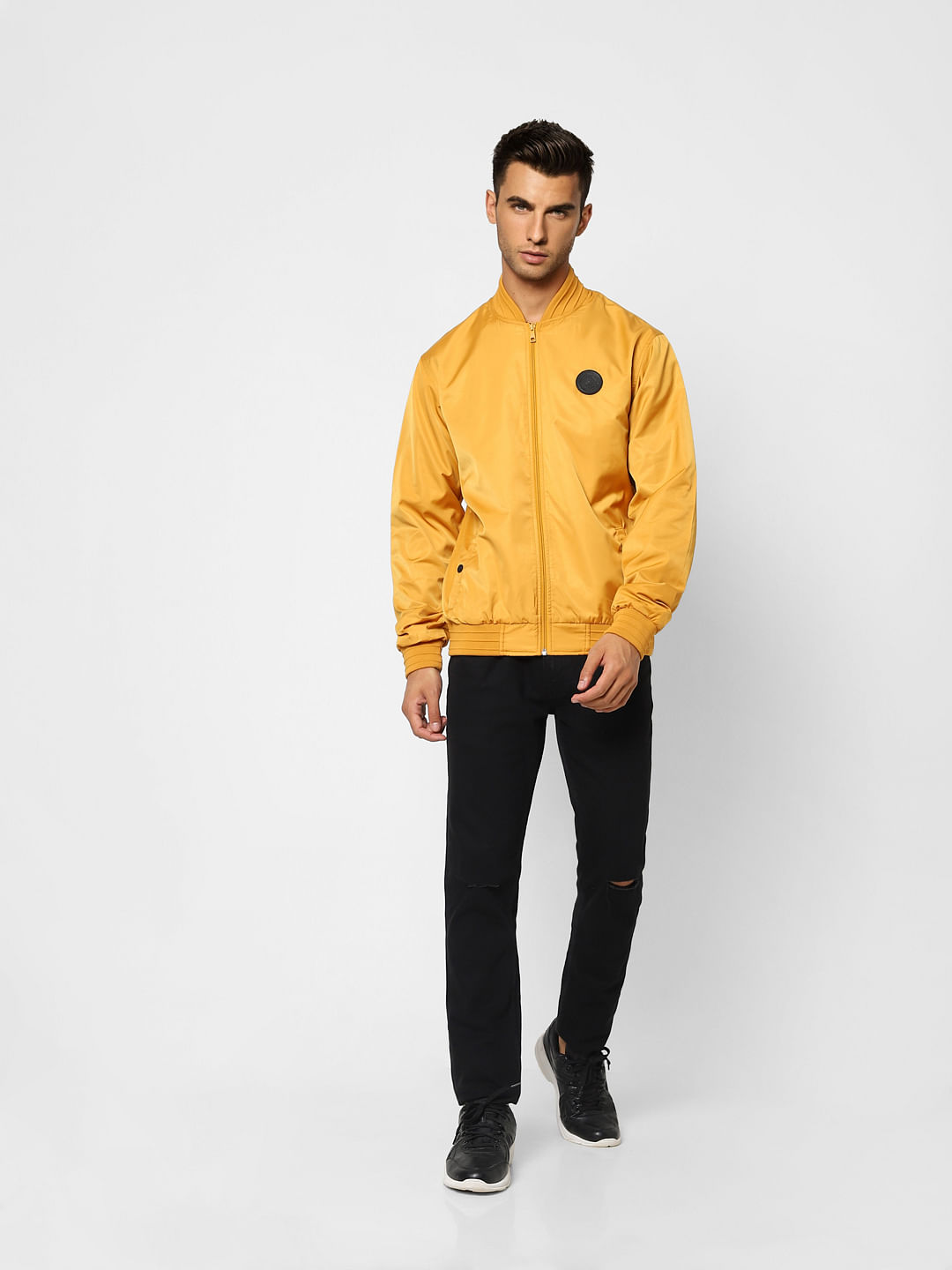Yellow Zip-Up Casual Jacket
