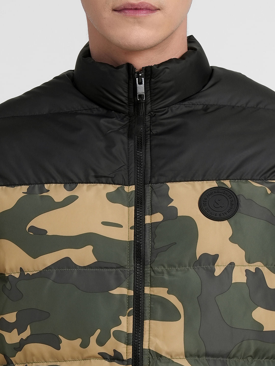 Green Camo Print Puffer Vest