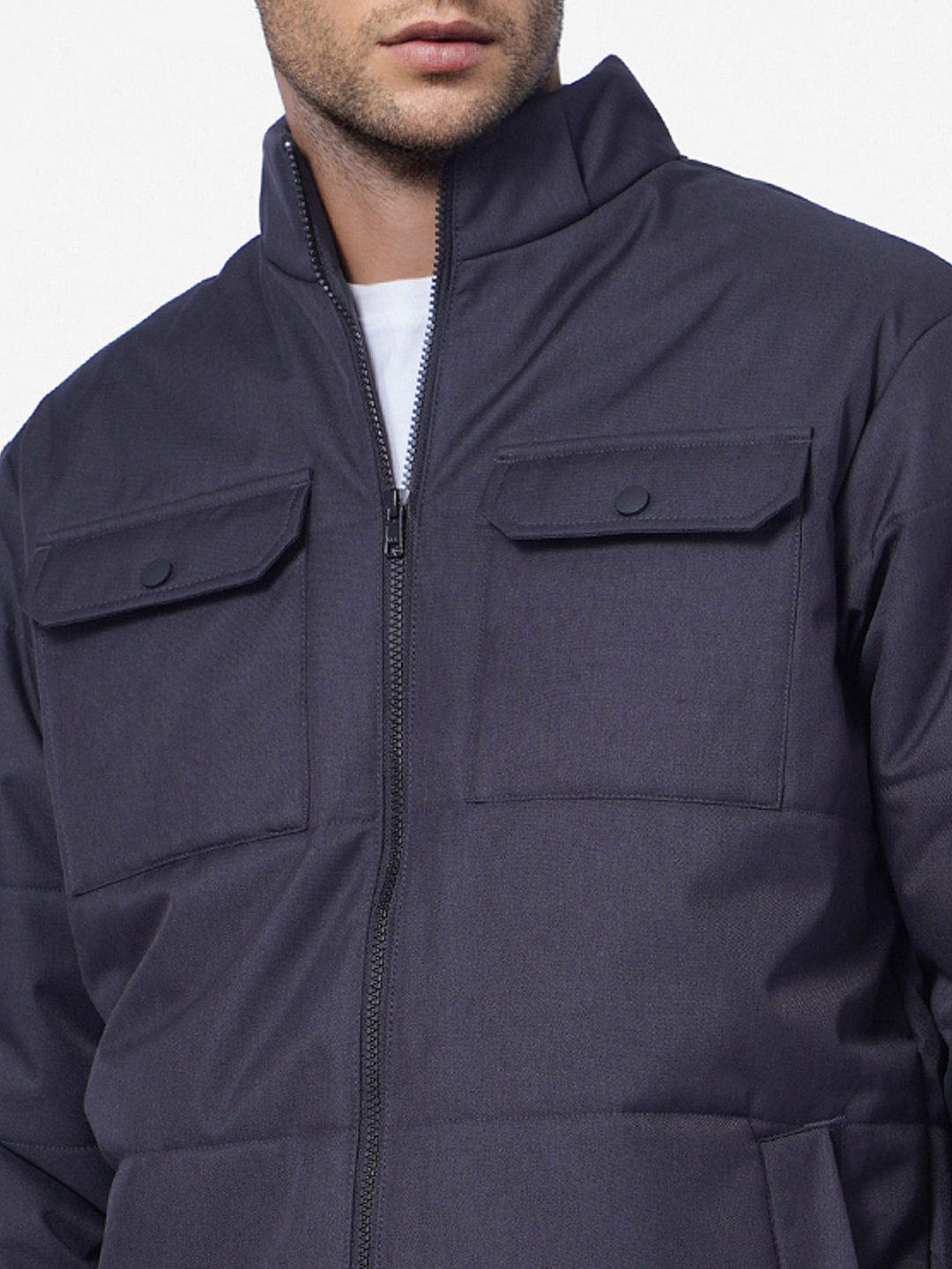 Black High Neck Hooded Puffer Jacket