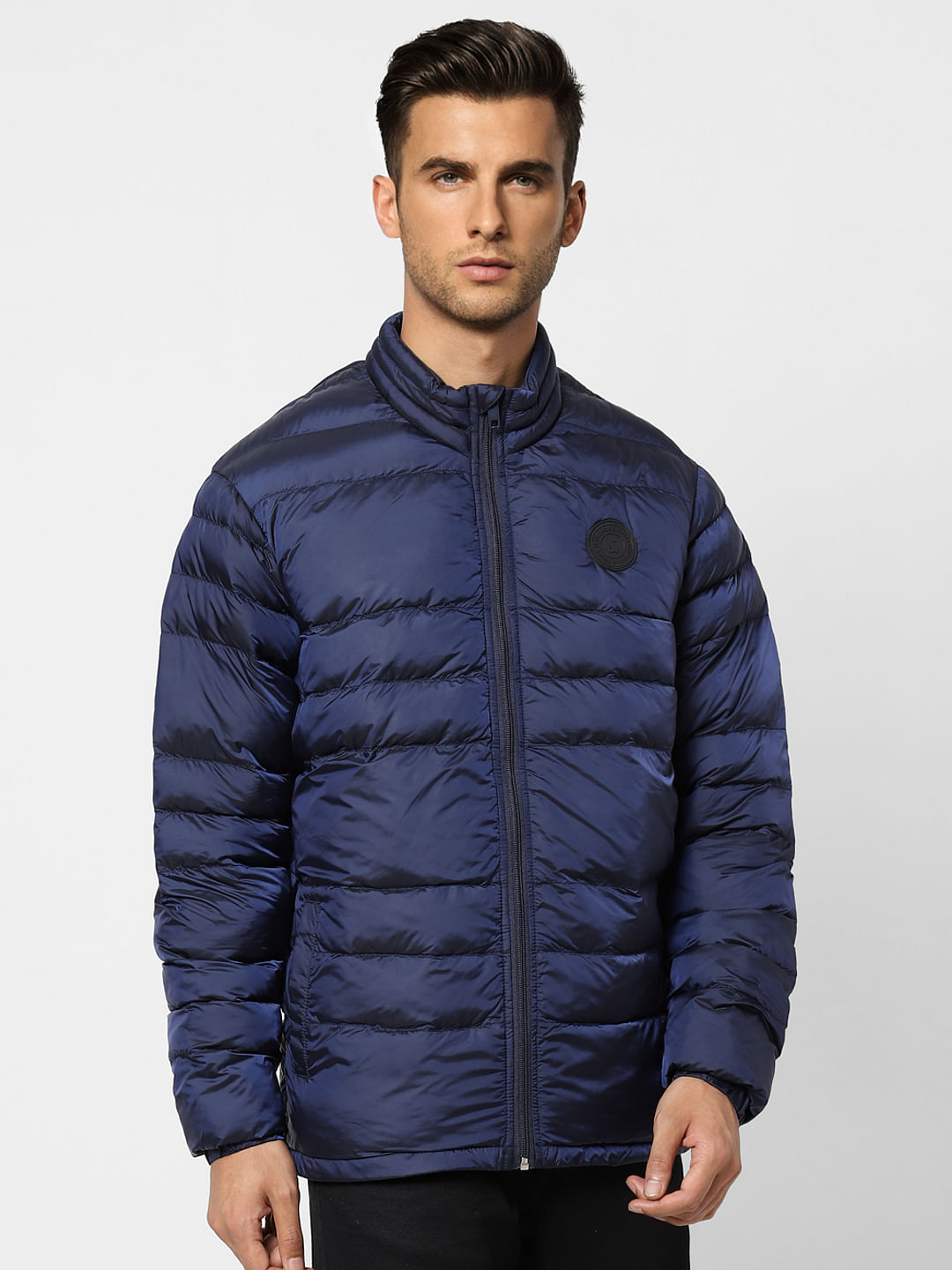 Dark Blue High Neck Puffer Jacket