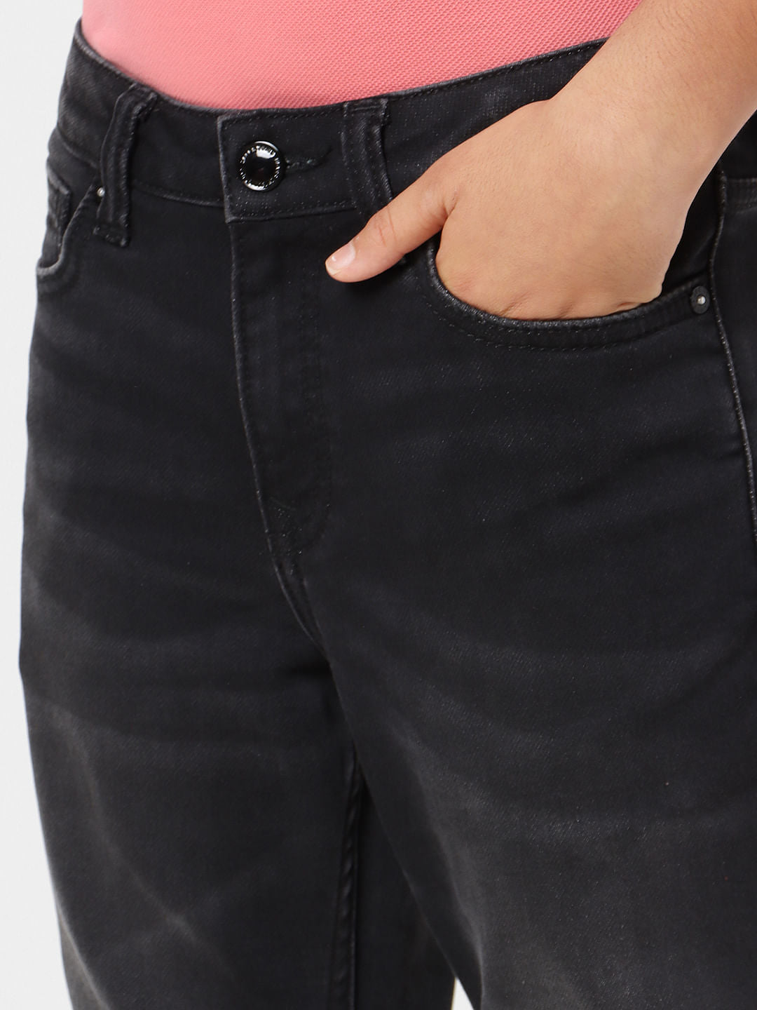 Boys Black Mid Rise Clark Straight Jeans