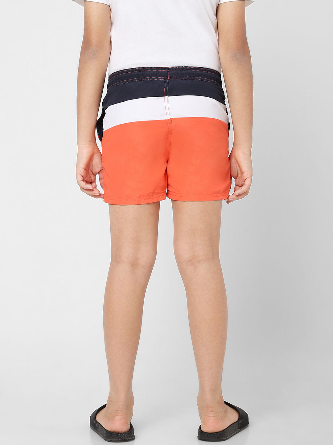 Boys Coral Mid Rise Colourblocked Swimshorts