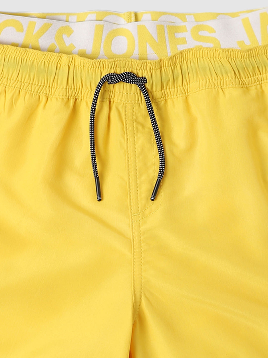 Boys Yellow Mid Rise Logo Print Swimshorts