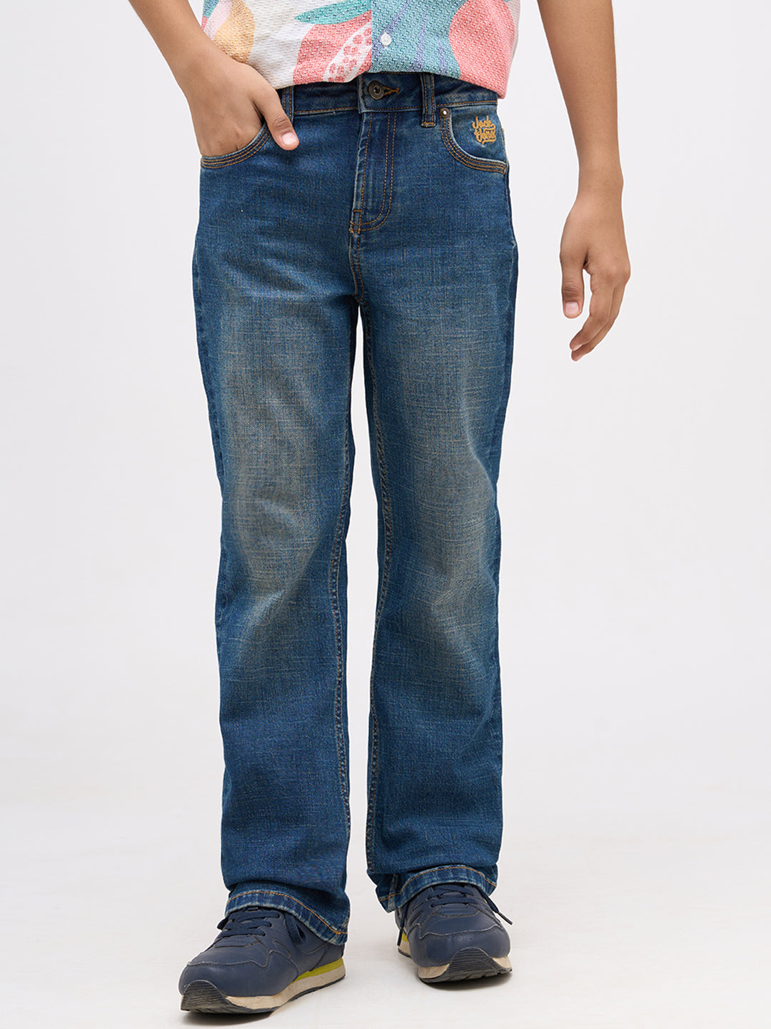 Boys Mid Rise Bootcut Jeans - Blue
