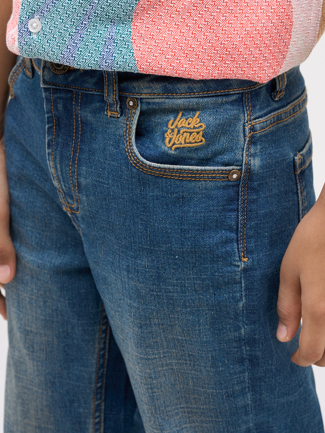 Boys Mid Rise Bootcut Jeans - Blue