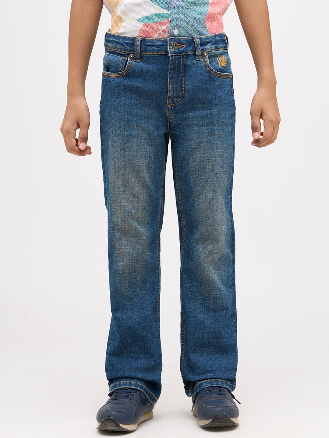 Boys Mid Rise Bootcut Jeans - Blue