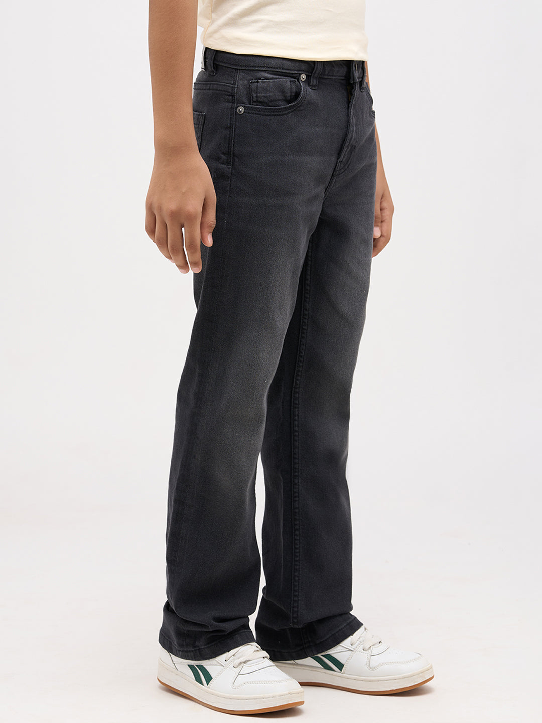 Boys Mid Rise Bootcut Jeans - Black