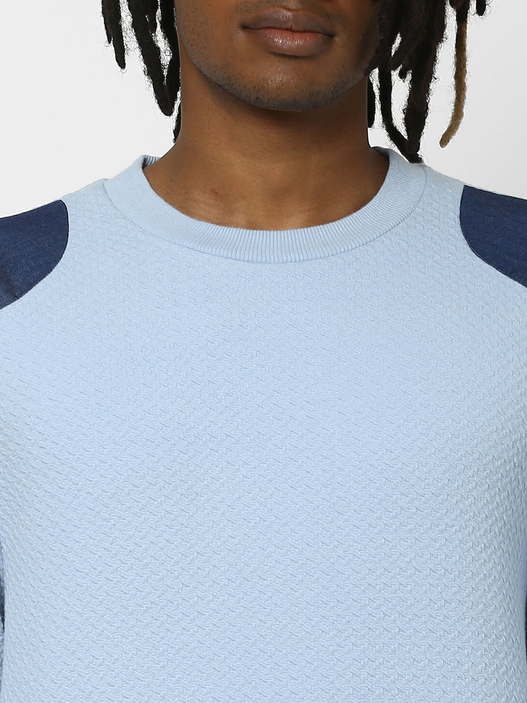 Cashmere Blue Textured Sweatshirt