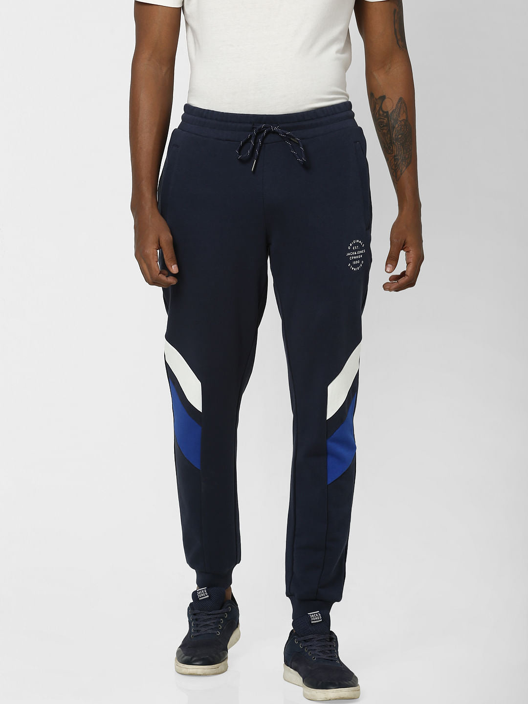 Navy Colourblocked Sweatpants