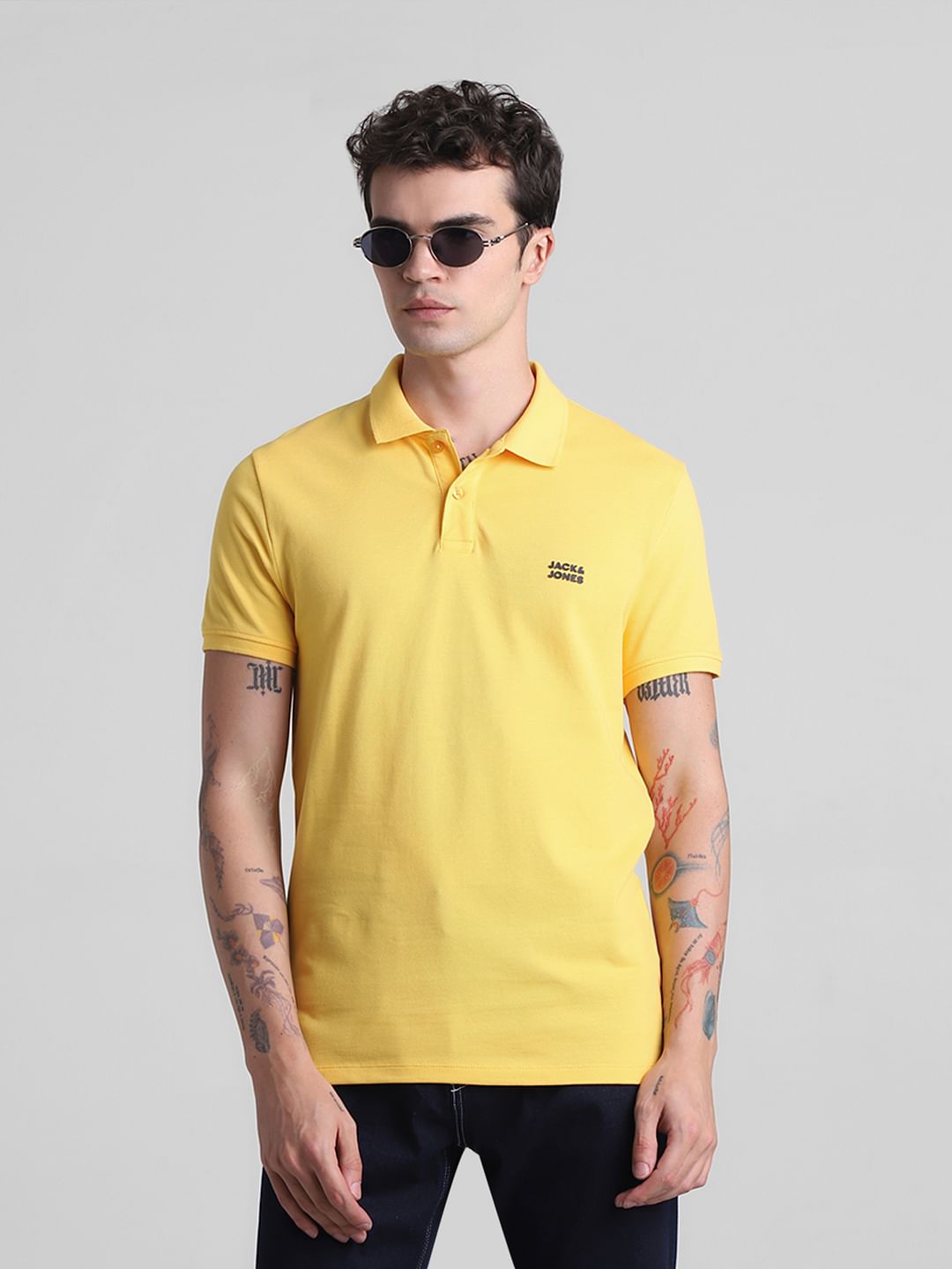 Yellow Cotton Polo T-shirt