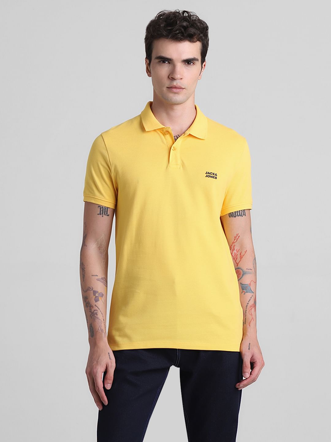 Yellow Cotton Polo T-shirt