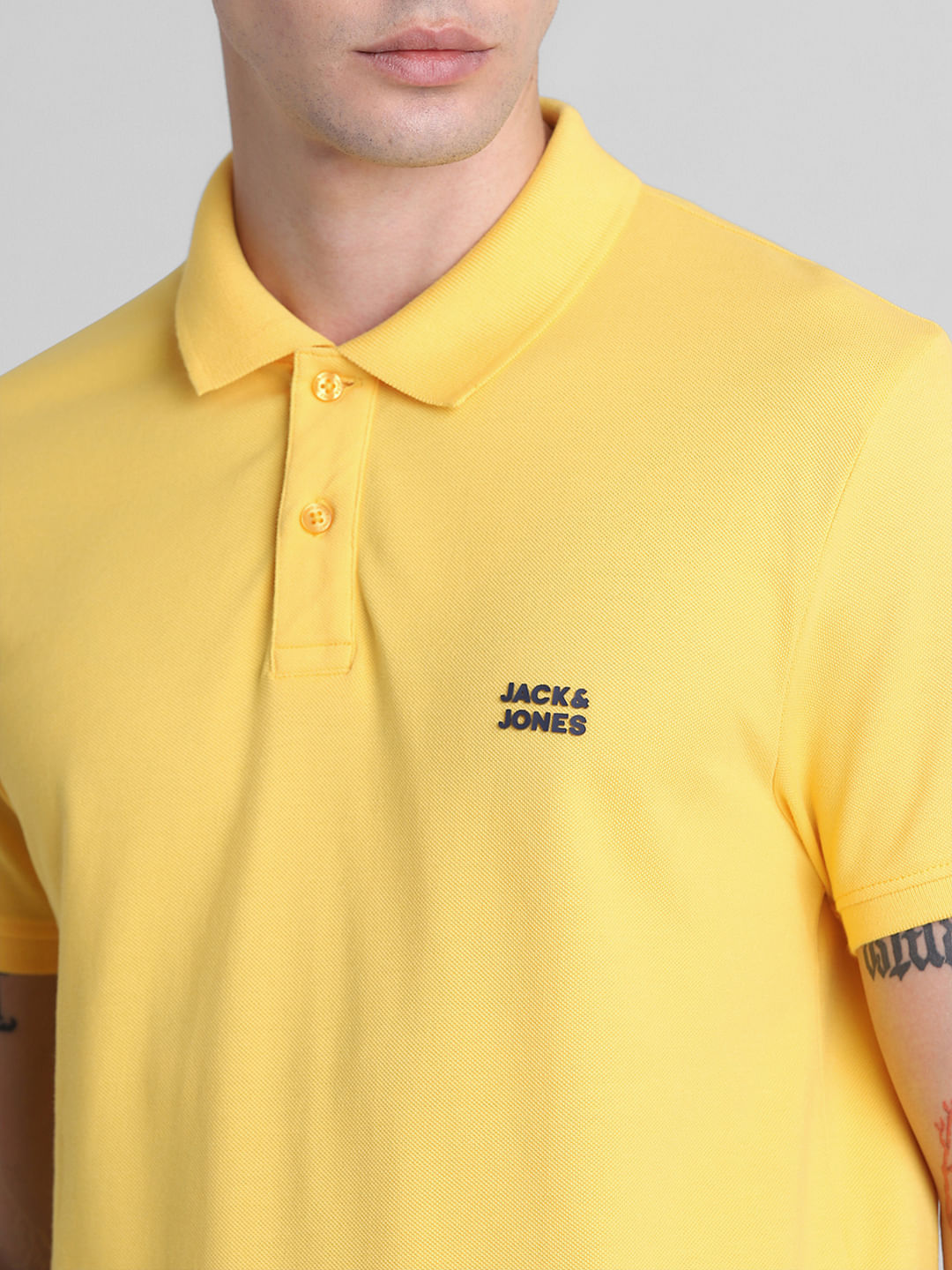 Yellow Cotton Polo T-shirt