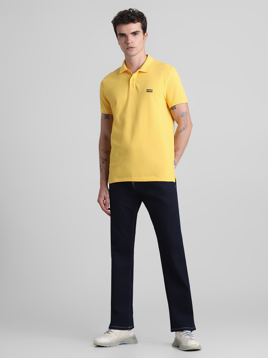 Yellow Cotton Polo T-shirt