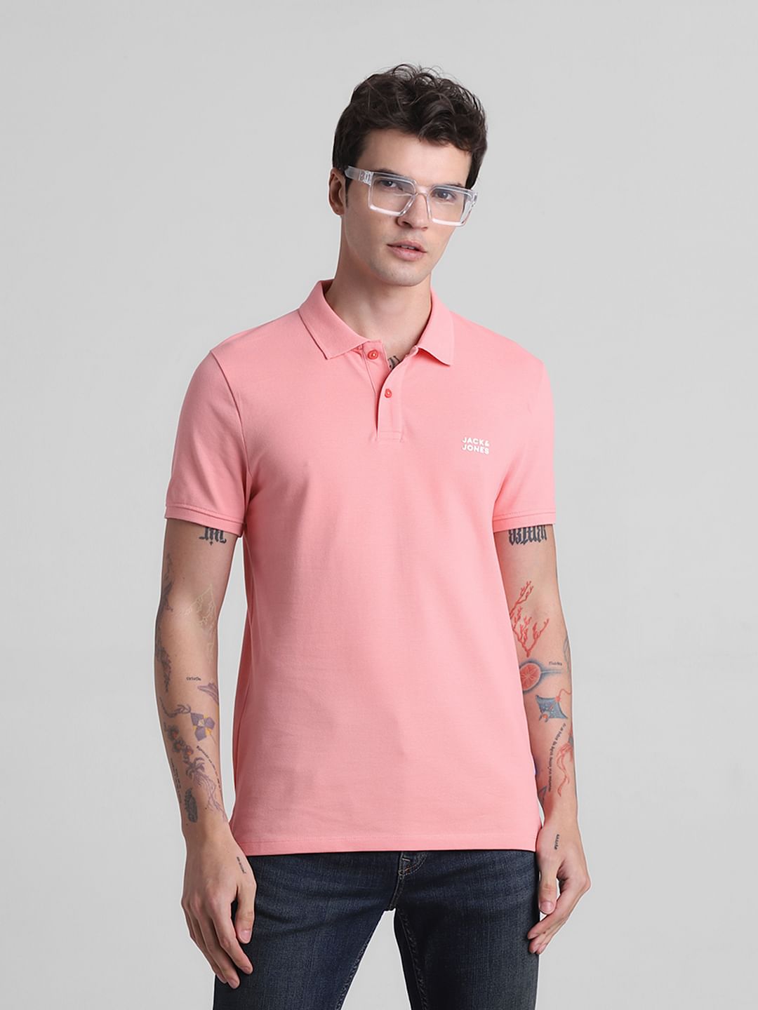 Pink Cotton Polo T-shirt