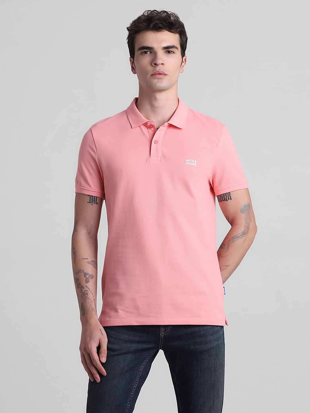 Pink Cotton Polo T-shirt