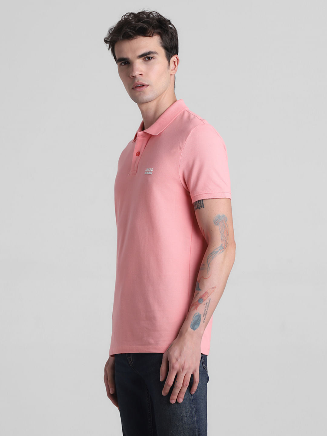 Pink Cotton Polo T-shirt