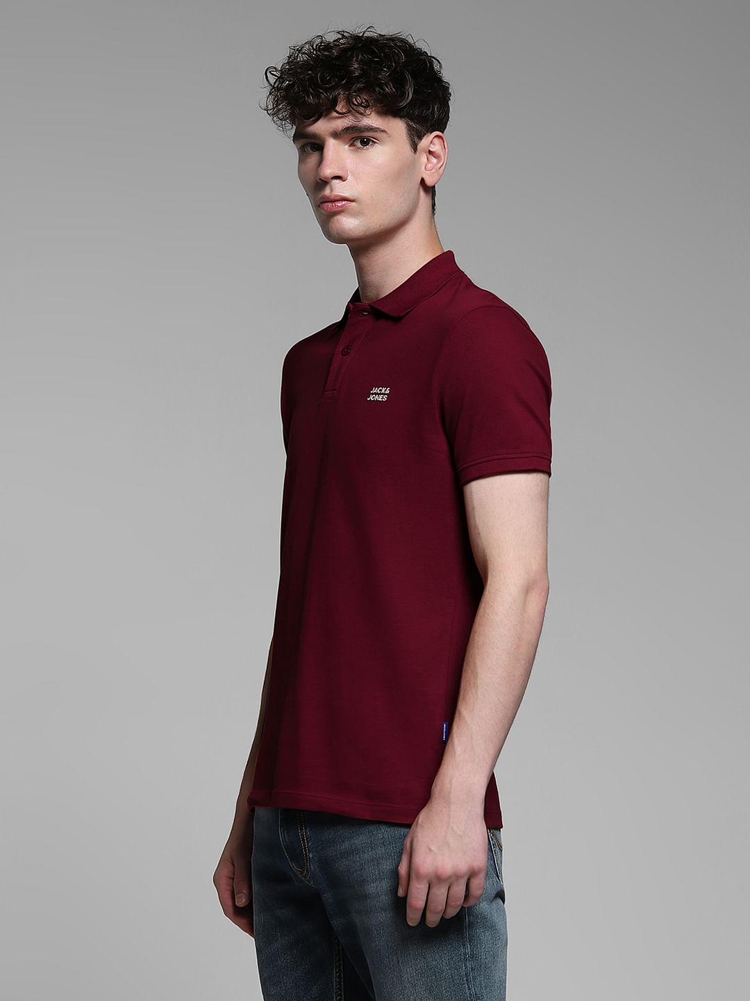 Burgundy Logo Print Polo