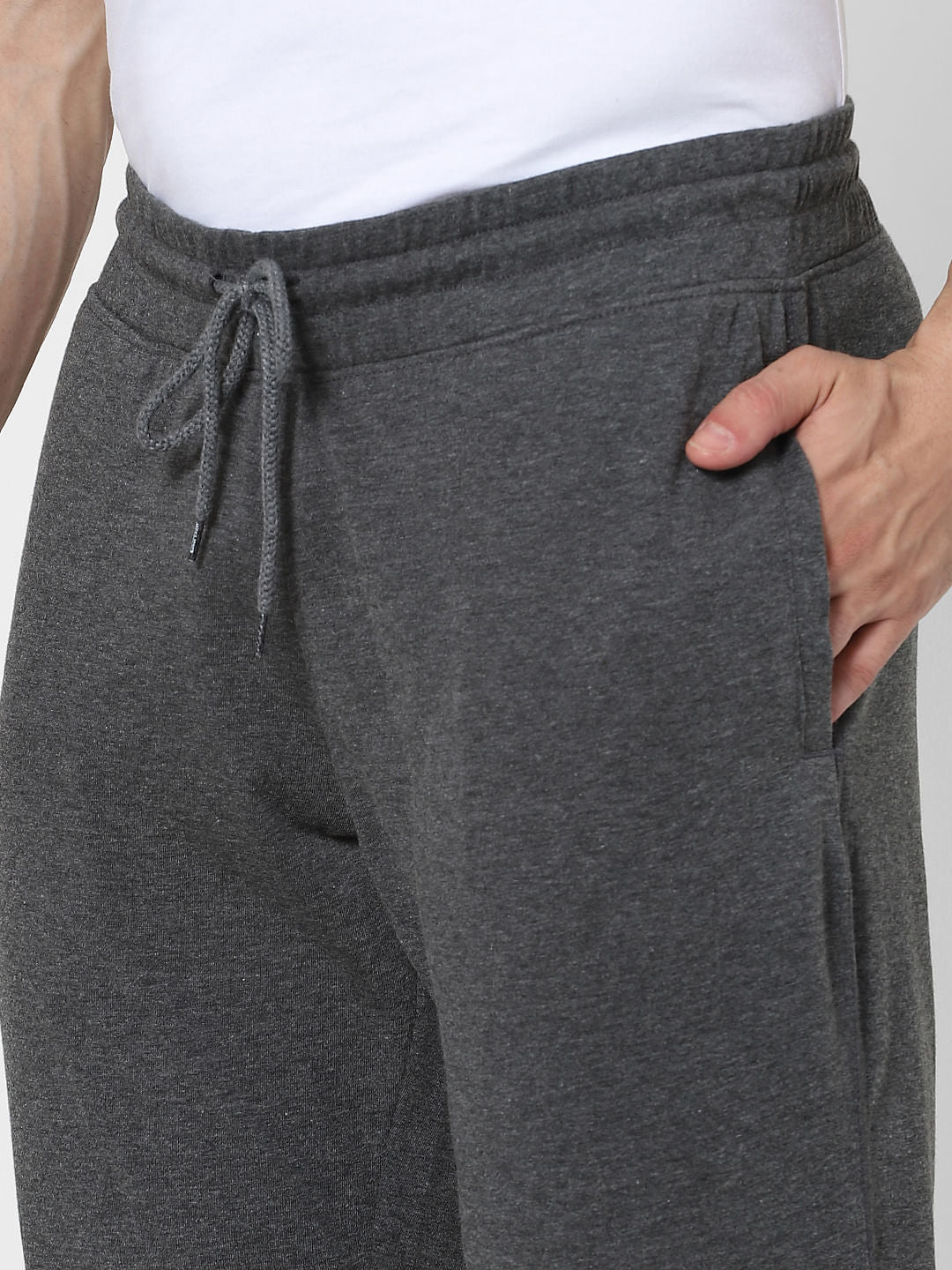 Grey Mid Rise Jogger Trackpants