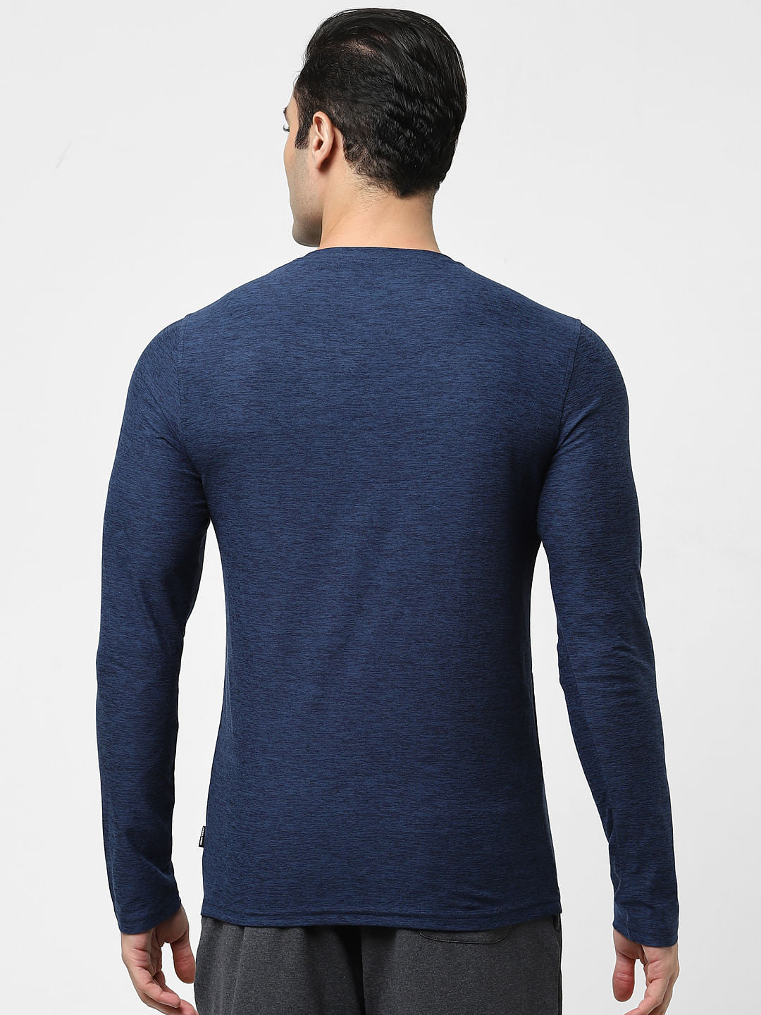 Blue Full Sleeves Crew Neck T-shirt