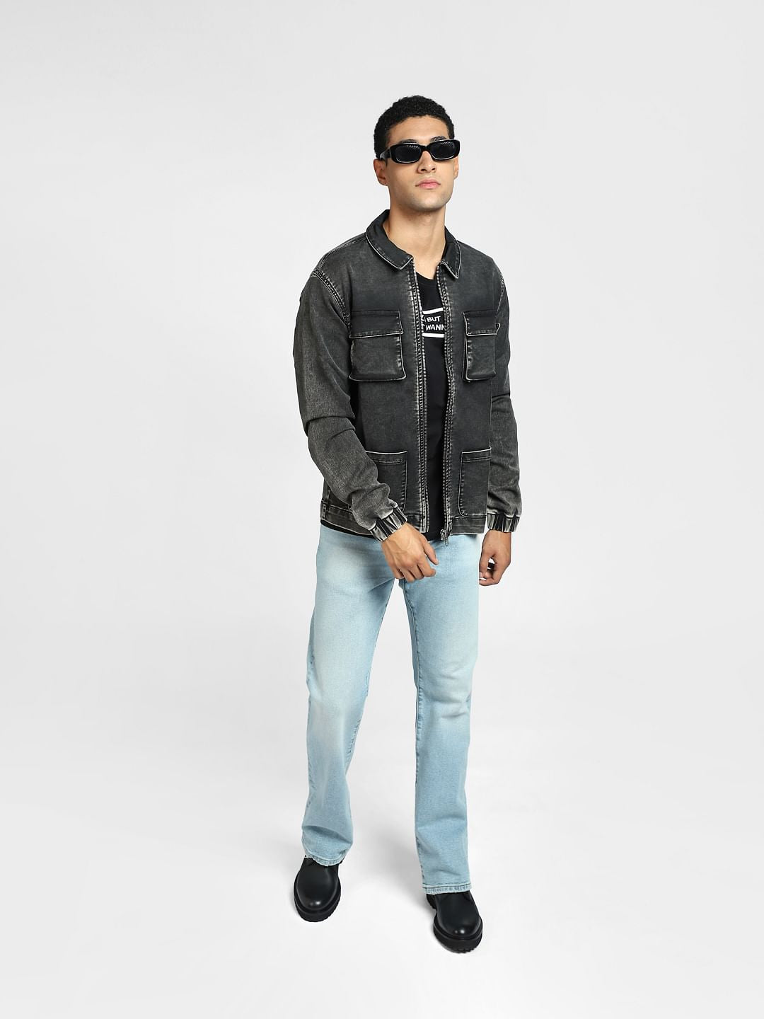 Black Washed Denim Jacket