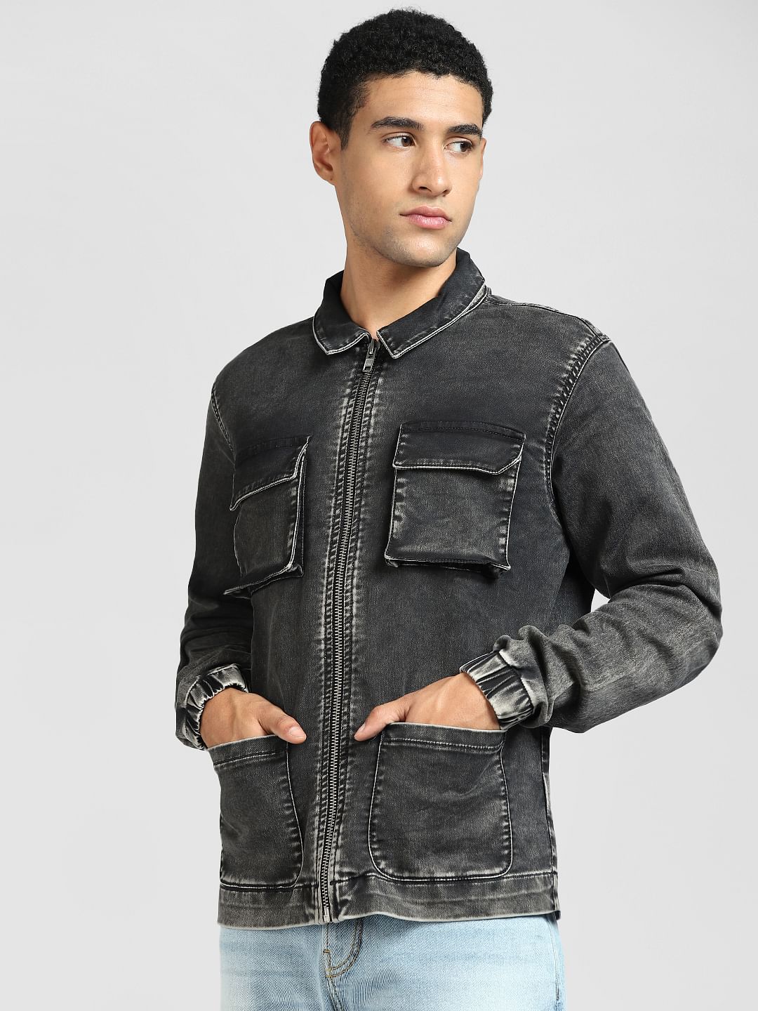 Black Washed Denim Jacket