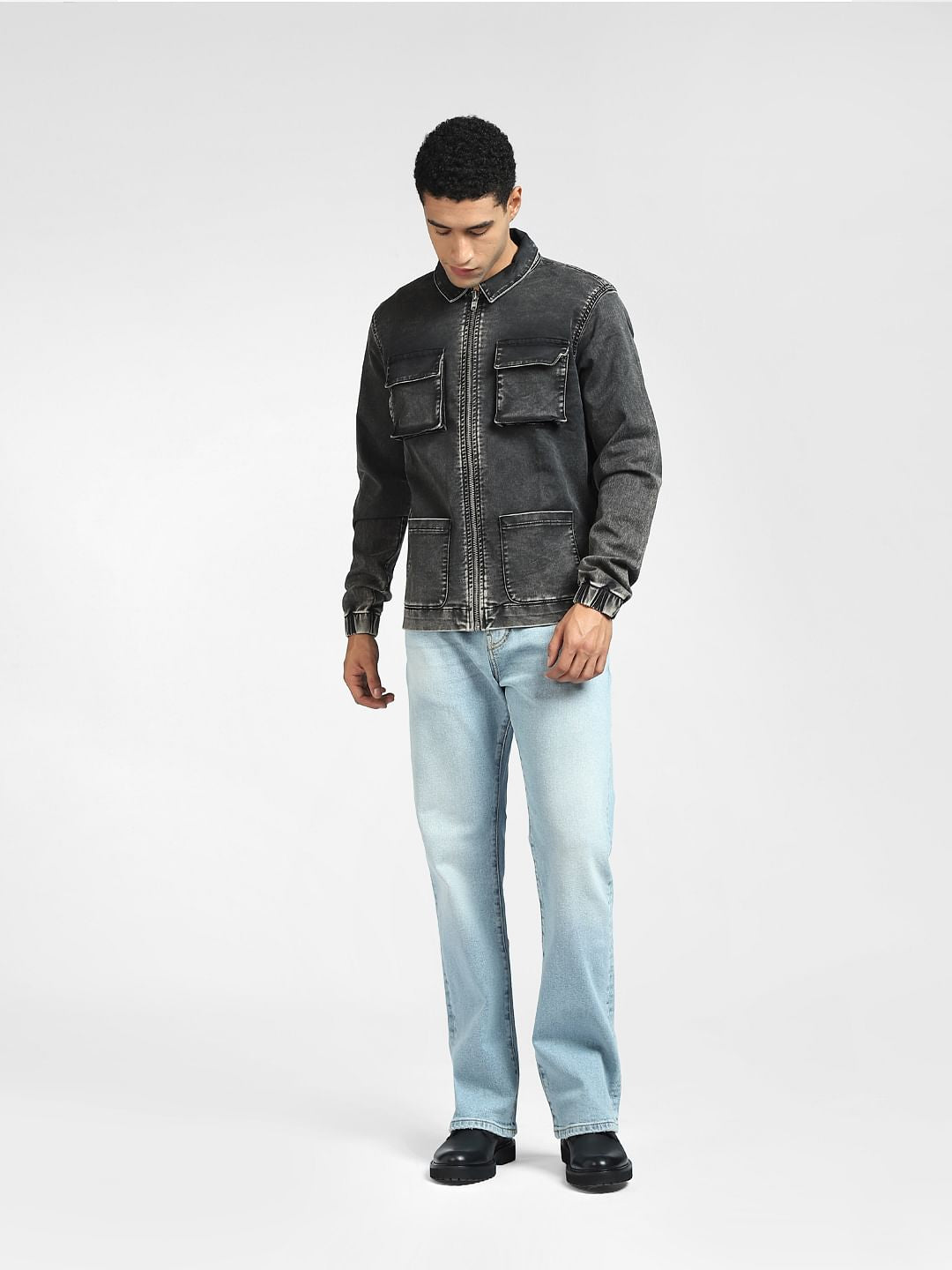 Black Washed Denim Jacket