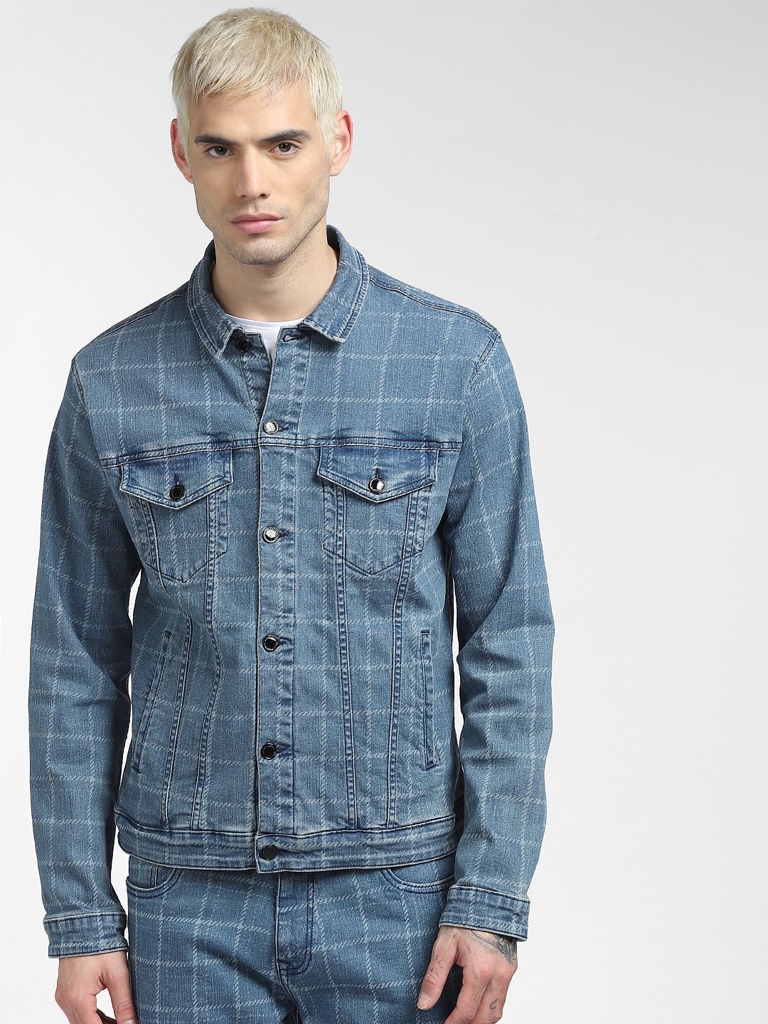 Blue Checks Co-ord Denim Jacket