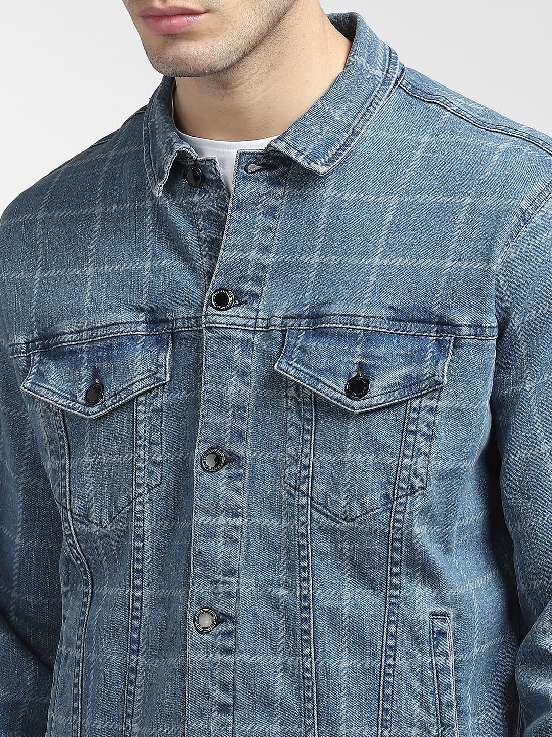 Blue Checks Co-ord Denim Jacket