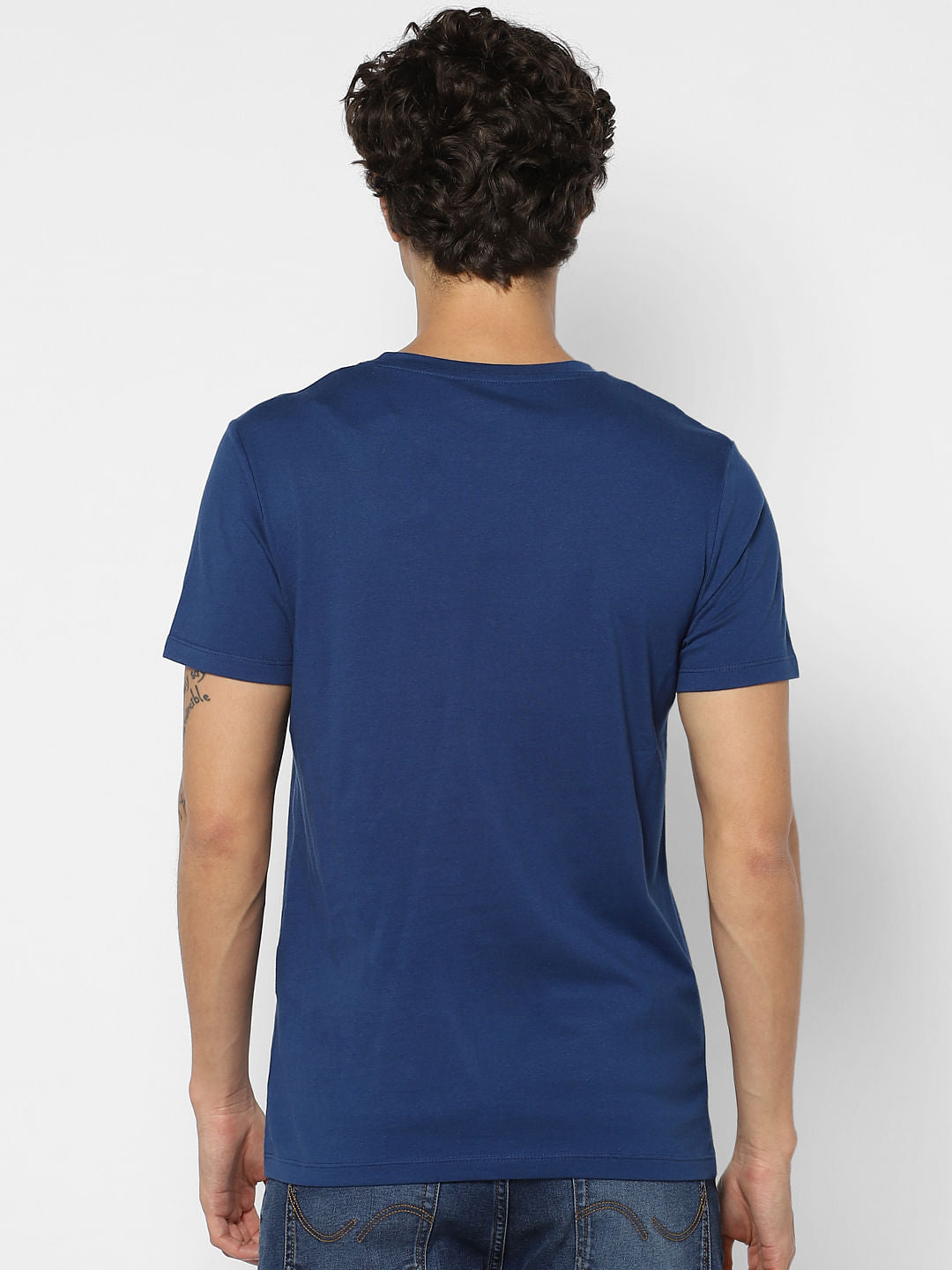 Blue Graphic Print Crew Neck T-shirt