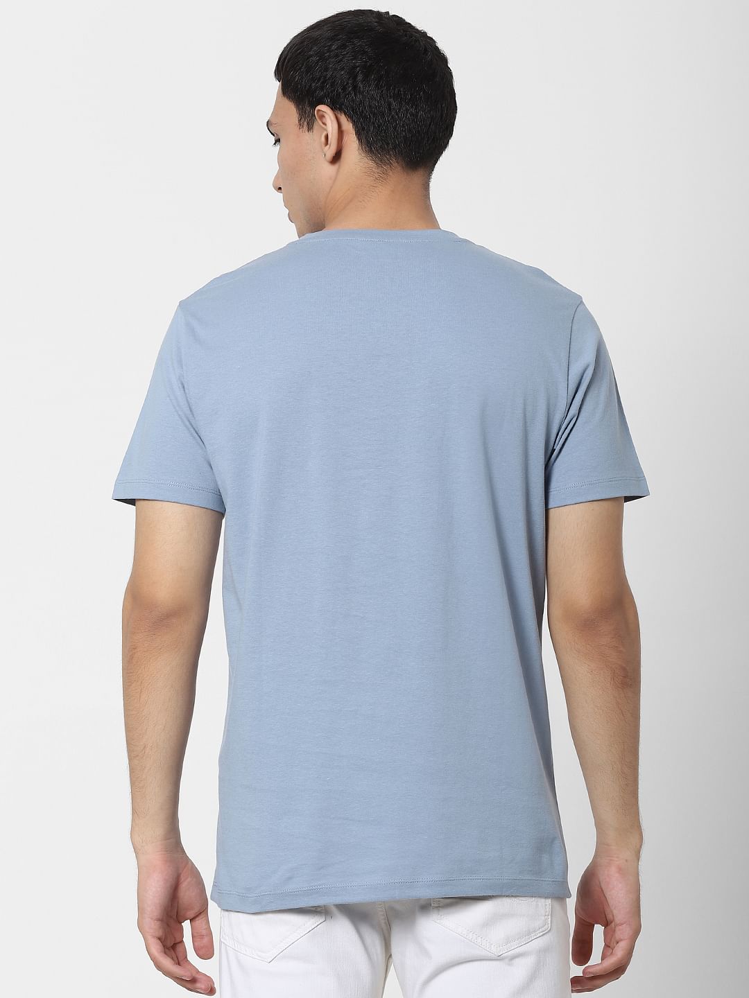 Blue Graphic Print Crew Neck T-shirt