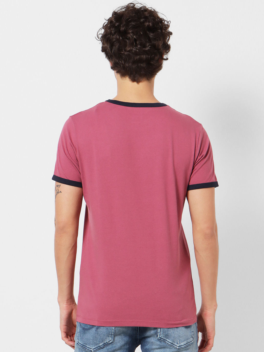 Pink Logo Print Crew Neck T-shirt