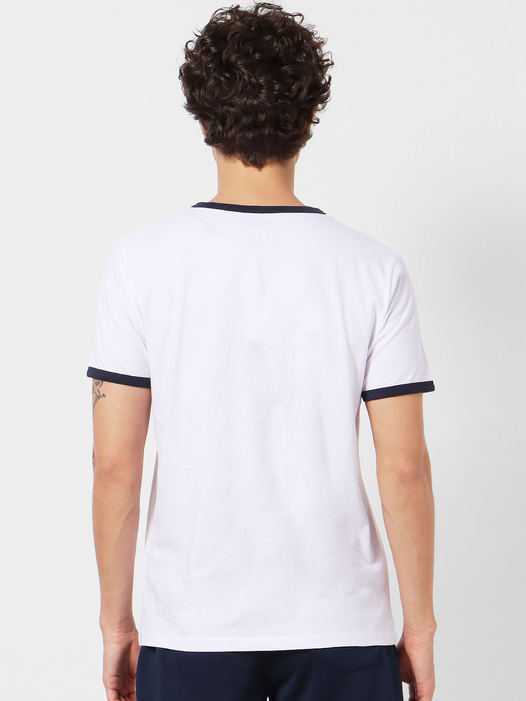 White Logo Print Crew Neck T-shirt
