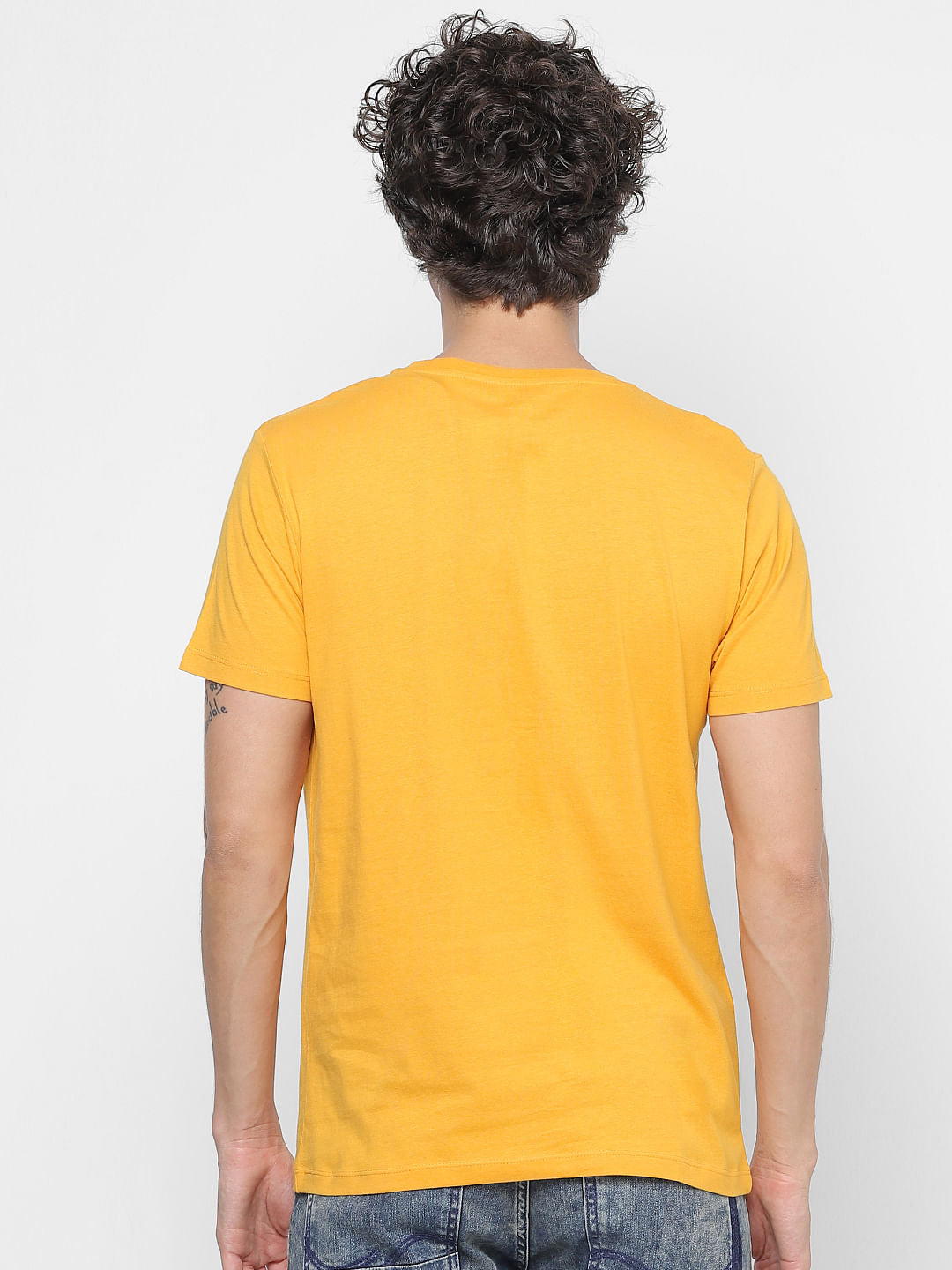 Yellow Logo Print Crew Neck T-shirt