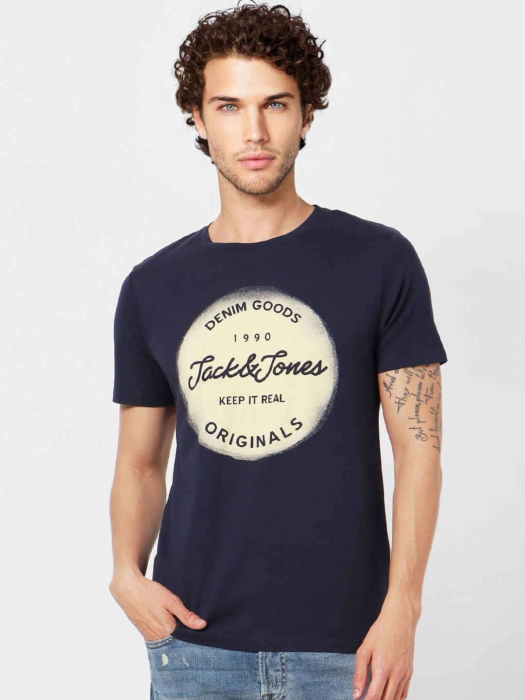 Blue Graphic Crew Neck T-shirt