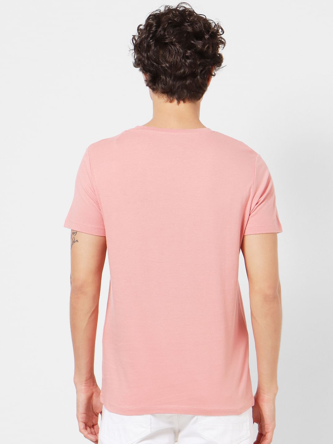 Pink Graphic Print Crew Neck T-shirt