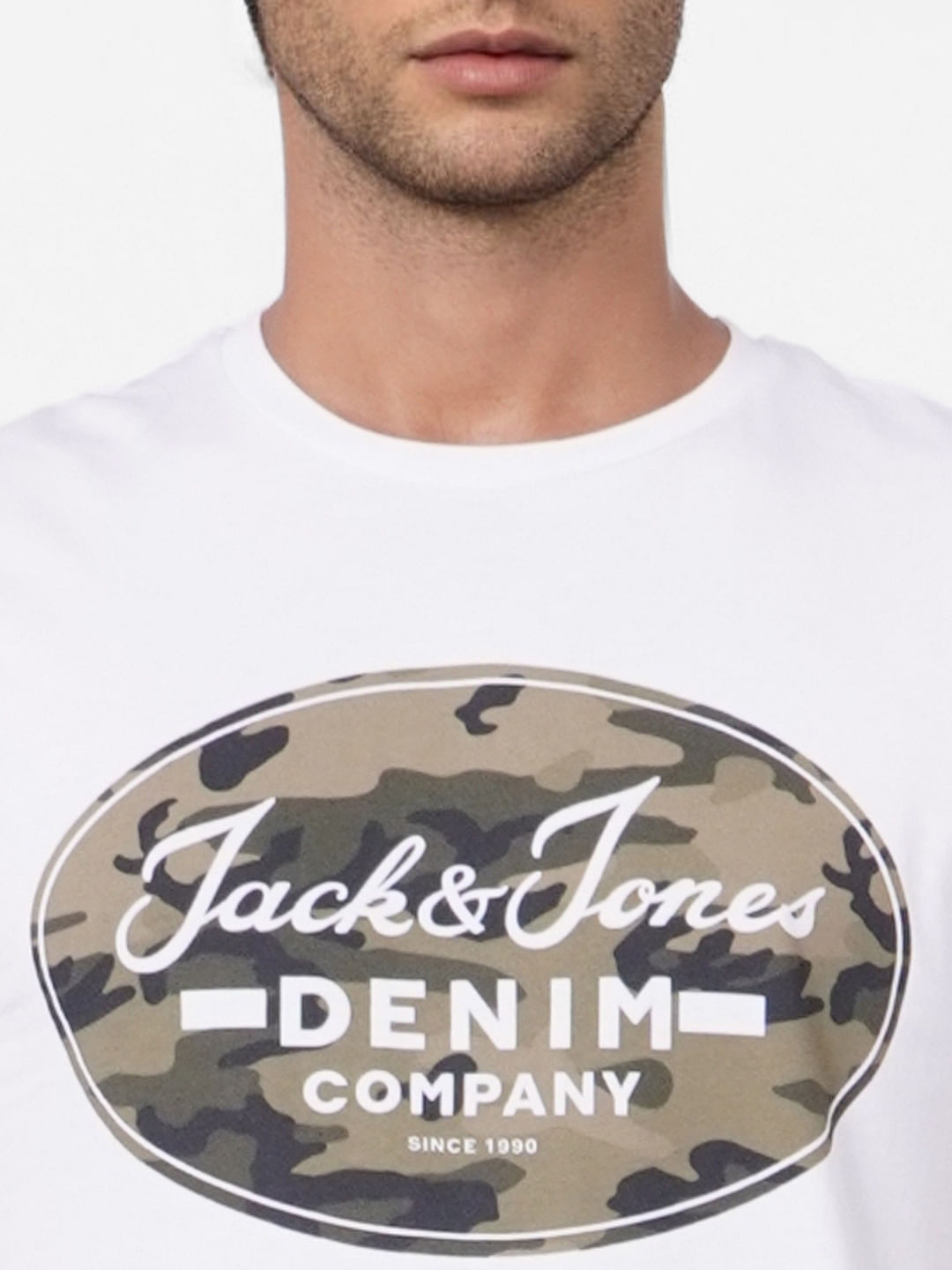 White Camo Graphic Crew Neck T-shirt