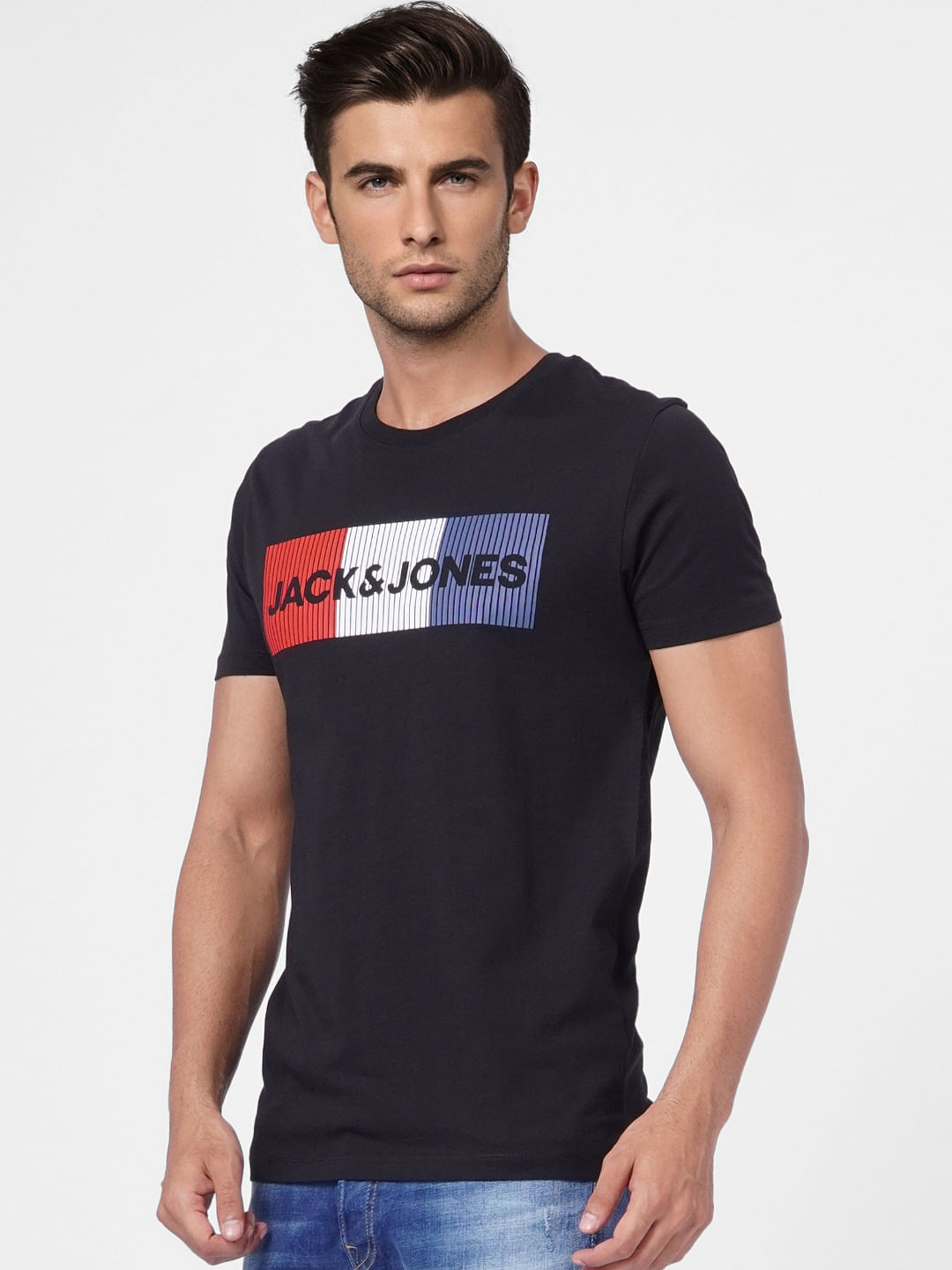 Black Graphic Logo Print T-shirt