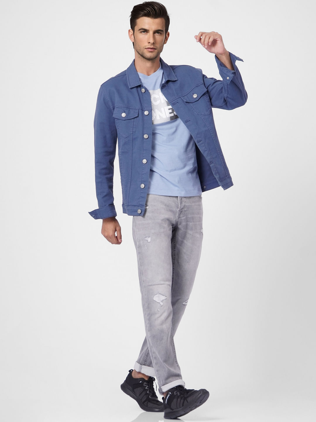 Blue Graphic Logo Print T-shirt