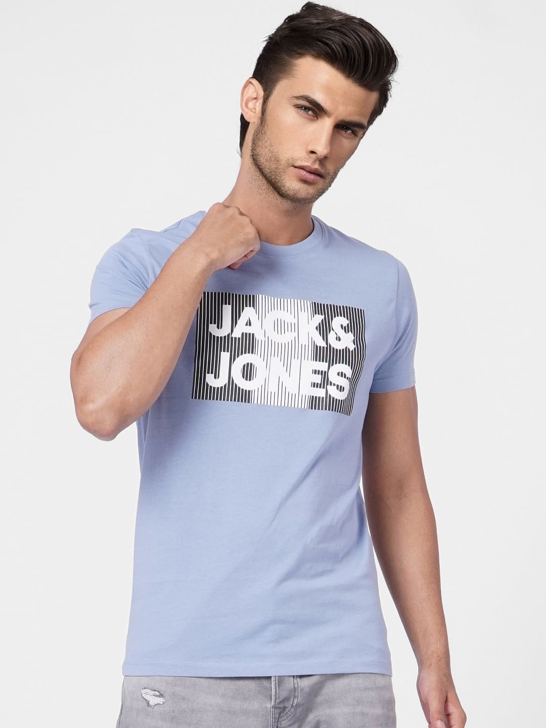 Blue Graphic Logo Print T-shirt