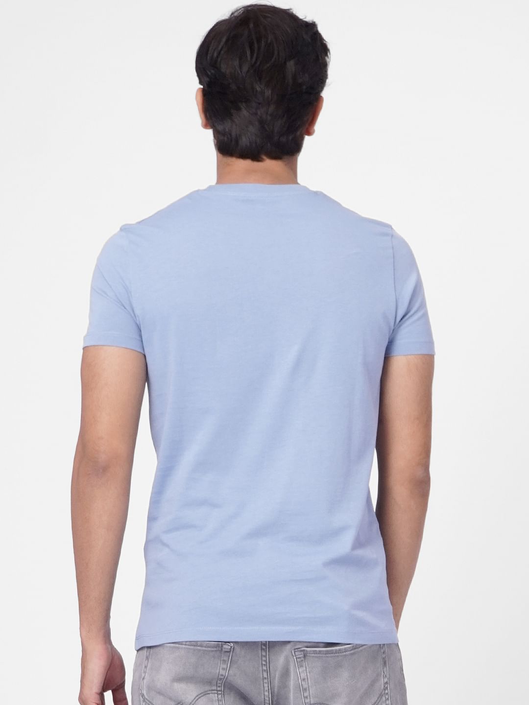 Blue Graphic Logo Print T-shirt