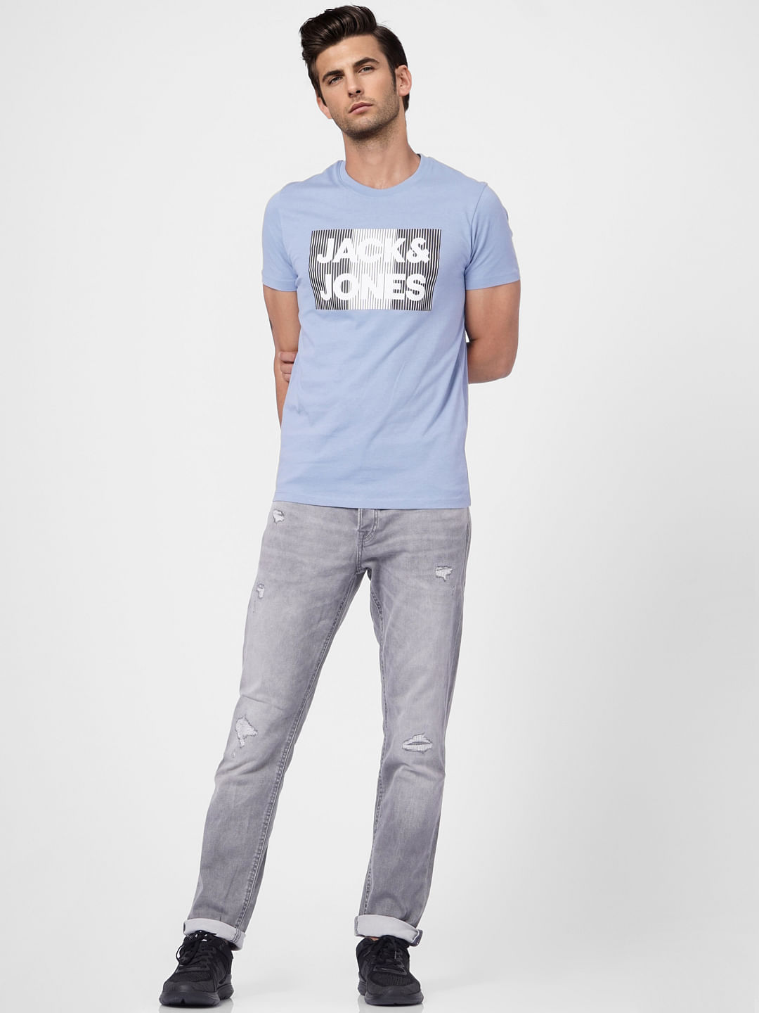 Blue Graphic Logo Print T-shirt