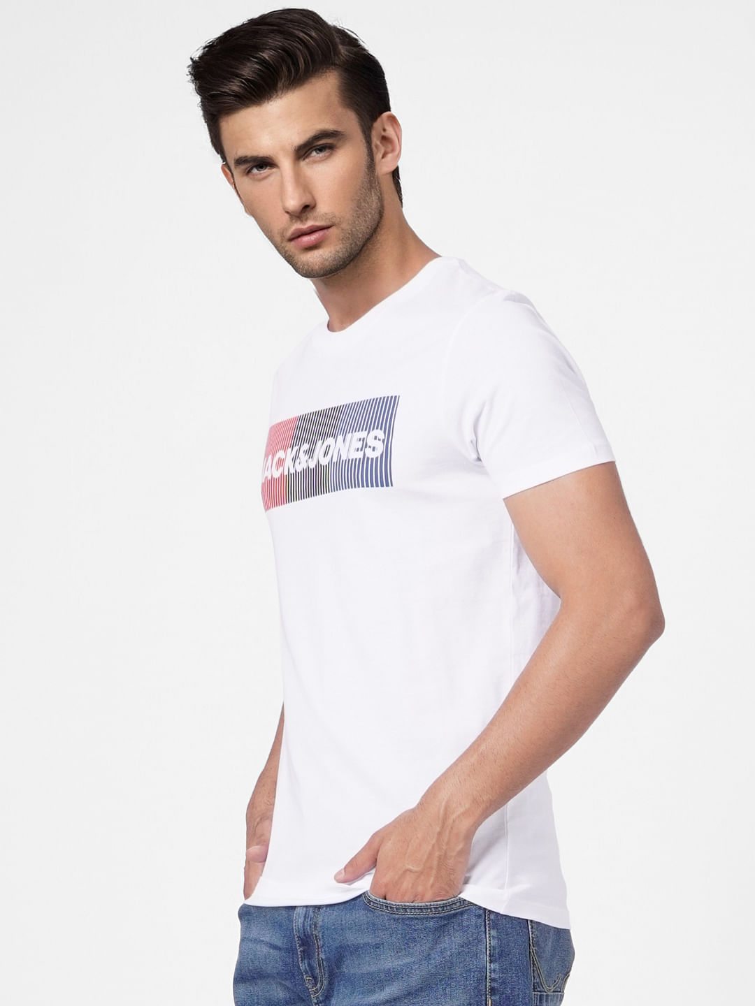 White Graphic Logo Print T-shirt