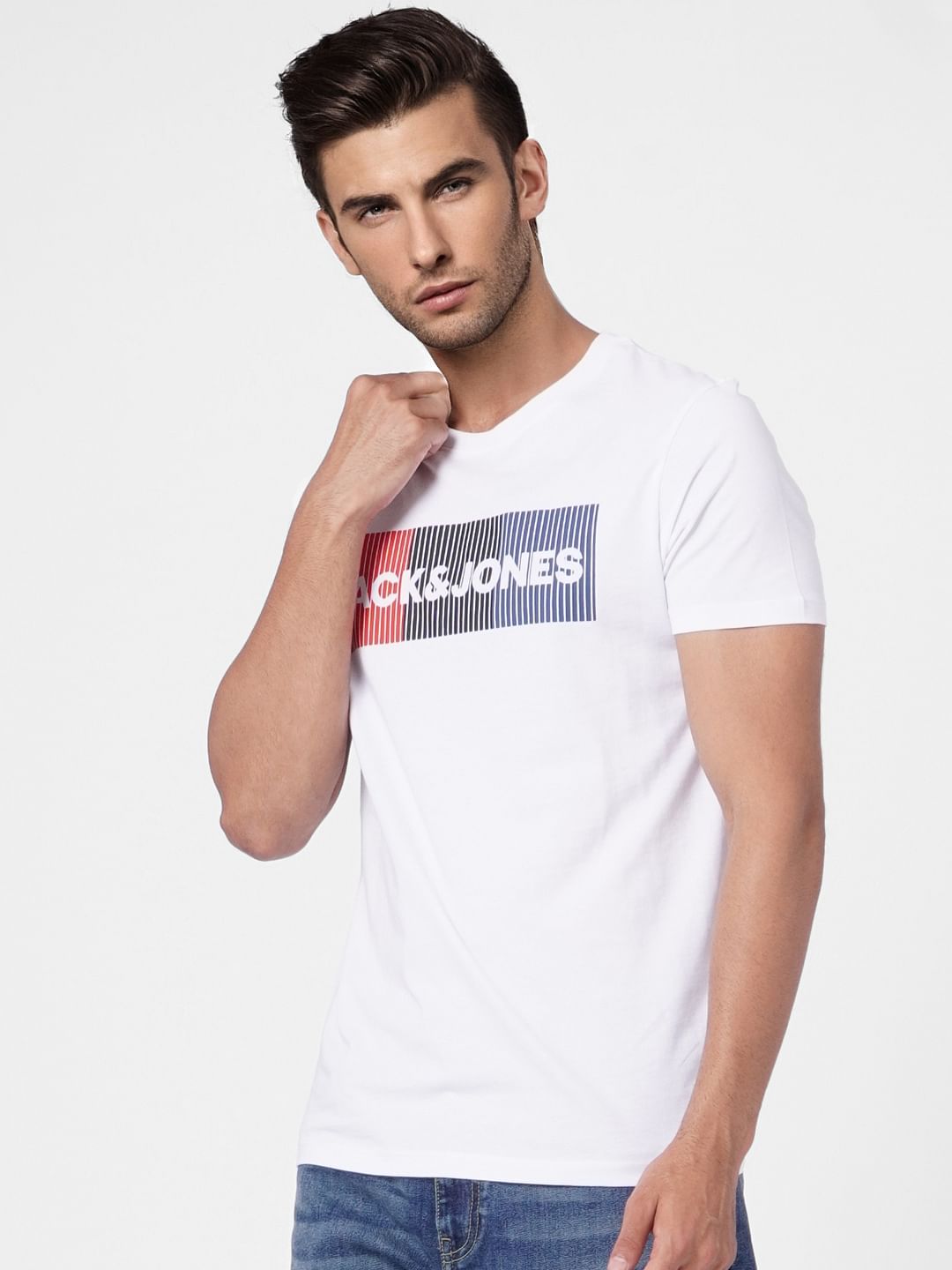 White Graphic Logo Print T-shirt