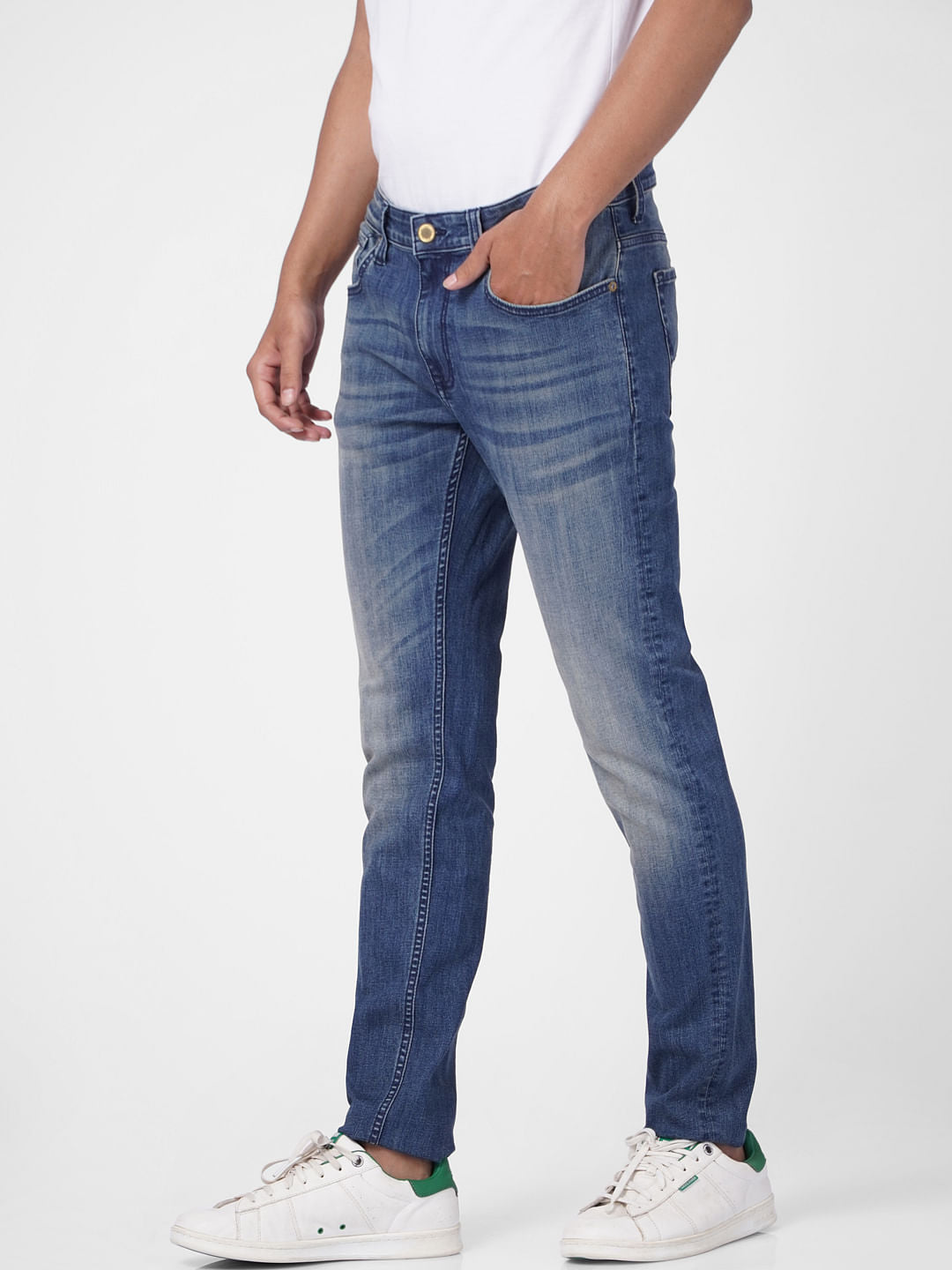 Blue Low Rise Washed Ben Skinny Jeans